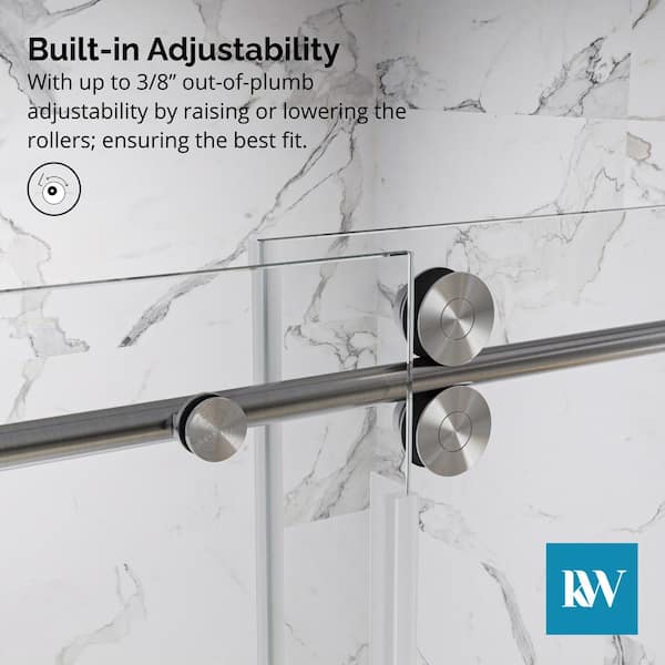 Kobiworks Radiance 54 in. W x 76 in. H Single Sliding Frameless