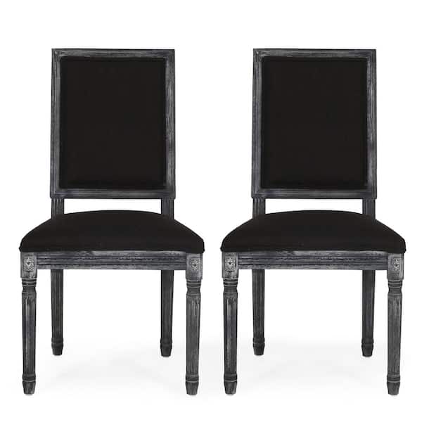 Noble House Robin Black and Gray Side Chair (Set of 2)