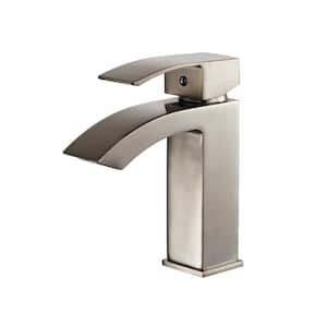 Noya Single Handle Single Hole Bathroom Faucet in Satin Nickel