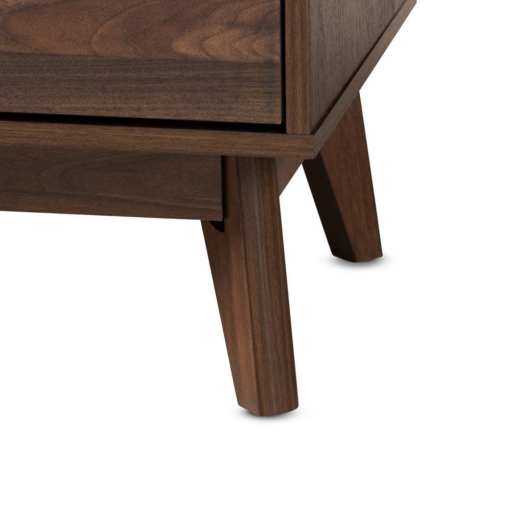 Elegant Mid-Century Walnut Brown Dresser with Gold-Tone Handles, 6 Drawers