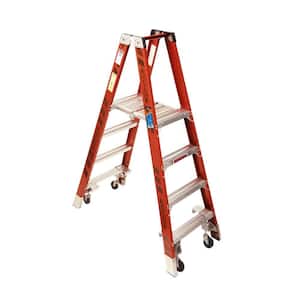 4 ft. Fiberglass Platform Step Ladder with Casters 300 lb. Load Capacity Type IA Duty Rating