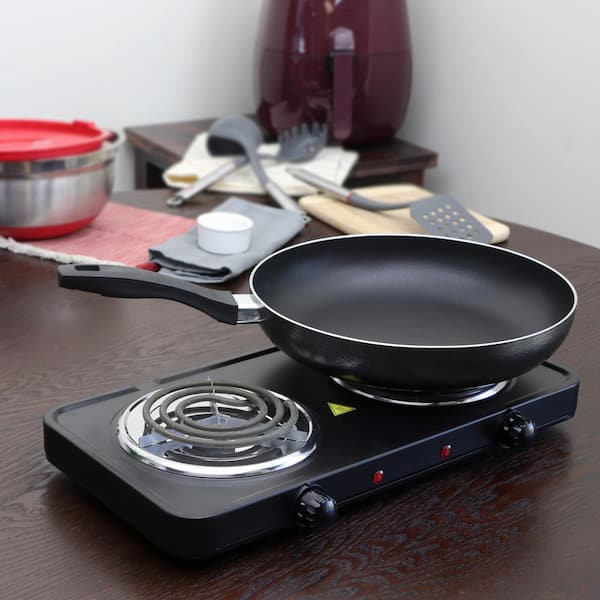 Alpine Cuisine Frypan 10-Inch - Black Cast Iron Fry Pan with Soft Touc