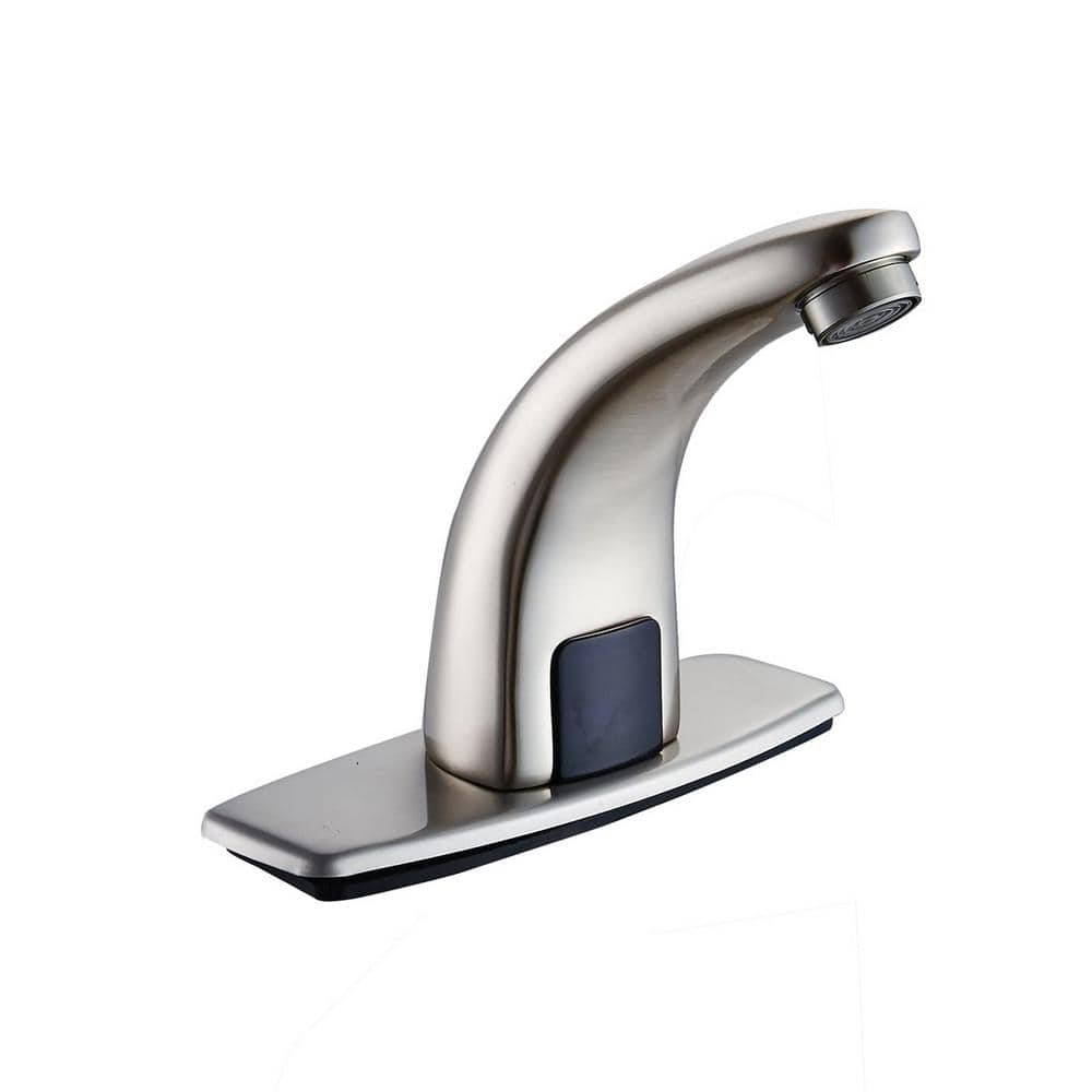 Automatic Sensor Touchless Single Hole Bathroom Sink Faucet With Deck Plate