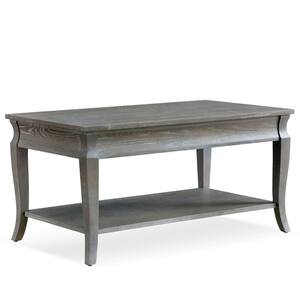 Luna 38 in. Washed Gray Medium Rectangle Wood Coffee Table with Shelf