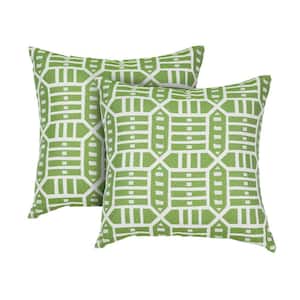 Roland Green Square Outdoor Accent Throw Pillow (Set of 2)