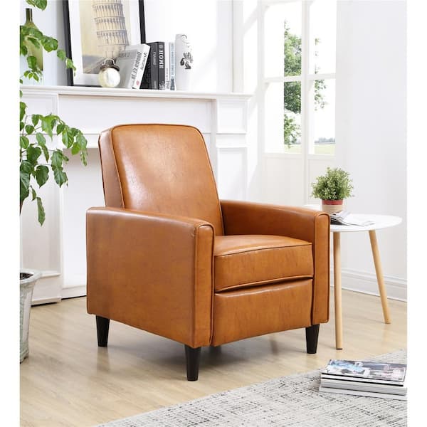 Tall Mocha Faux Leather, Faux Leather Reclining Club Chair
