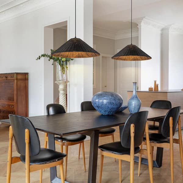 EDISLIVE Carttery 23.62 in. 1-Light Black Pendant Light with