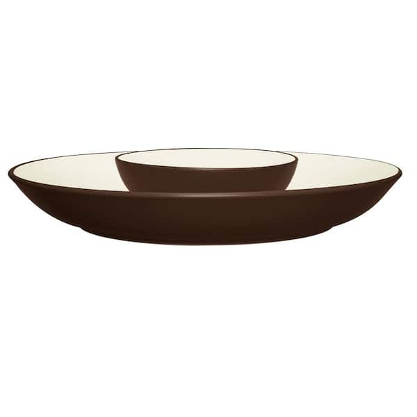 Noritake Colorwave Chocolate Brown Stoneware Chip and Dip 14-3/4 in.