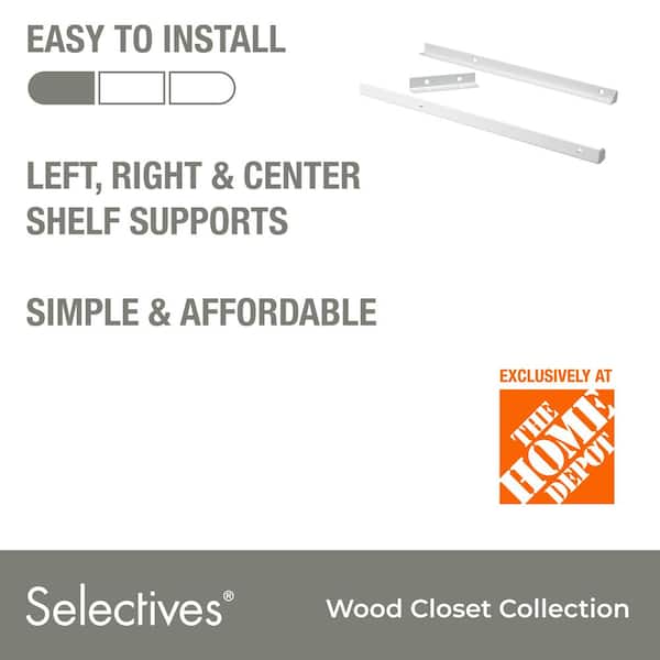 Selectives 14 in. L White Steel Fixed Mount Shelving Standard Support Bracket Kit