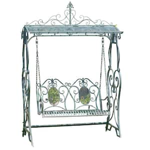 61 in. Wide 2-Person Metal Swing Bench in Verdi Green