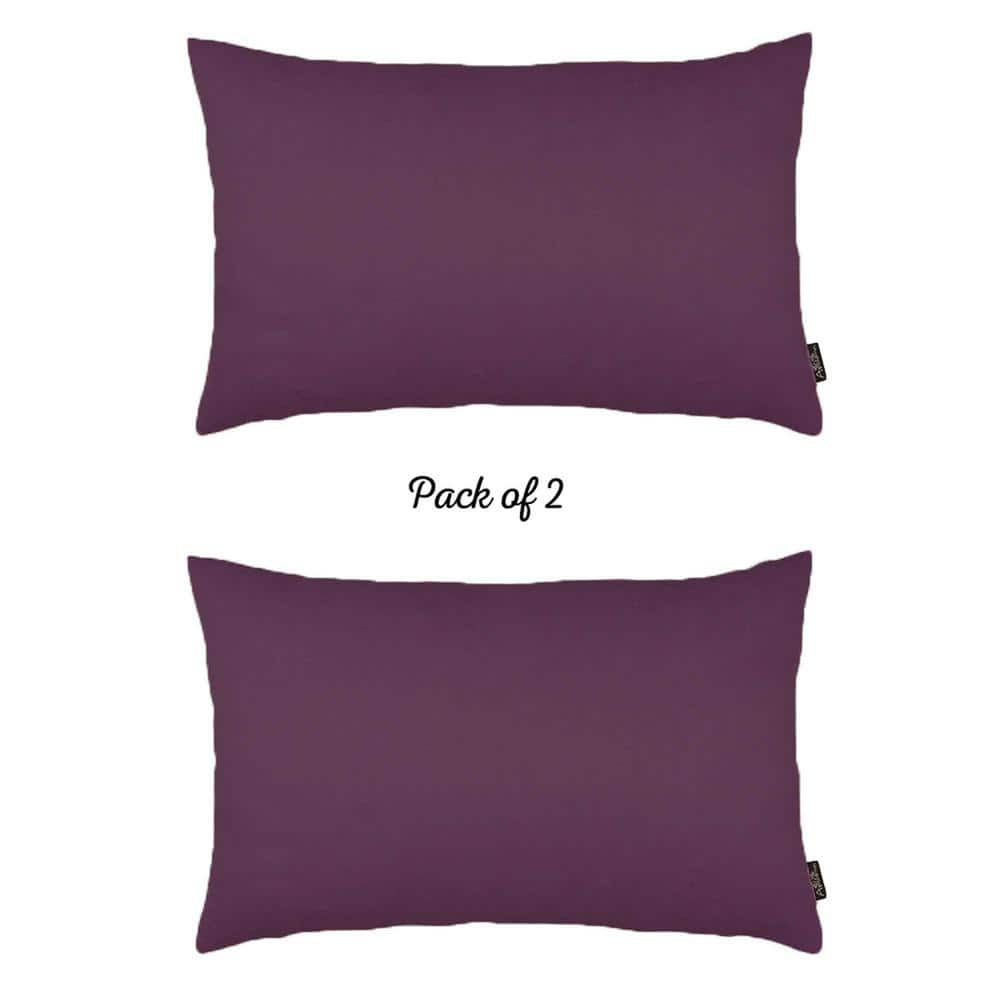 Purple Polyester Lumbar Pillow Covers Set of 2