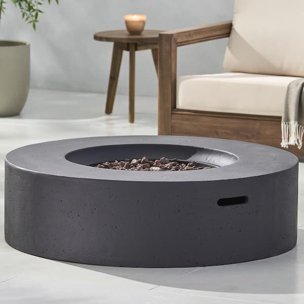 39 in. Dark Gray Circular Propane Outdoor Fire Pit