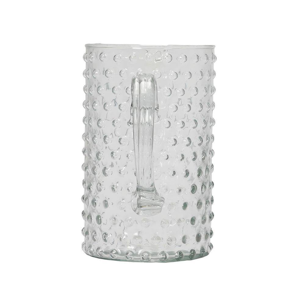 Clear Hand Blown Glass Hobnail Pitcher