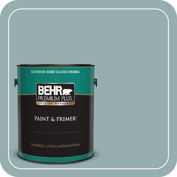 BEHR PREMIUM PLUS 1 gal. #ICC-66 Quiet Moment Semi-Gloss Enamel Exterior Paint & Primer