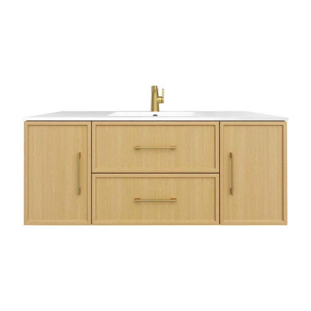 Cassidy 48 in. W x 18 in. D x 20 in. H Single Sink Wall Mounted Bath Vanity in Natura with Cultured Marble Top in White price history on PriceWatchPro