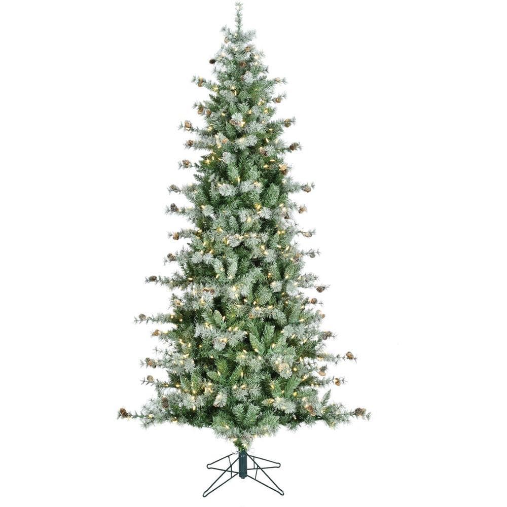 Fraser Hill Farm 7.5-ft. Pre-Lit Buffalo Fir Green Slim Artificial ...