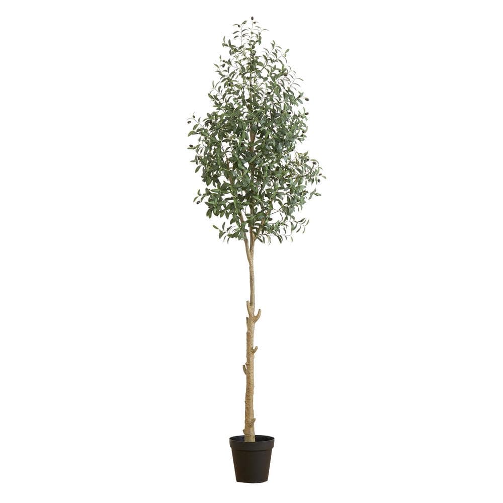 Nearly Natural 108 in. Green Artificial Olive Tree in Nursery Pot
