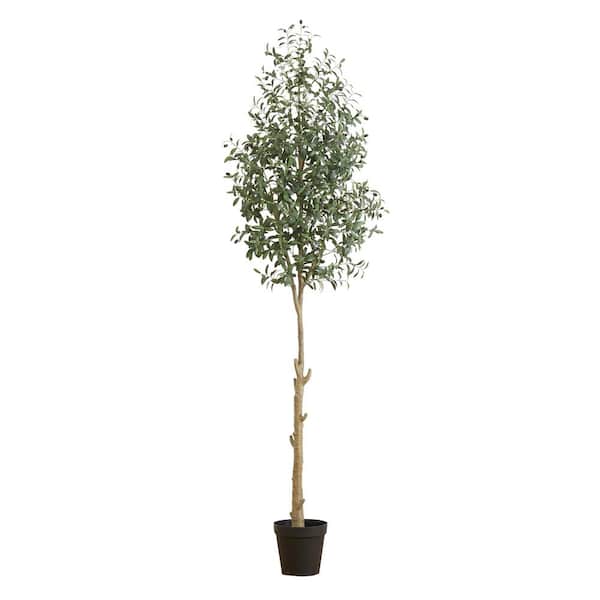 Nearly Natural 108 in. Green Artificial Olive Tree in Nursery Pot