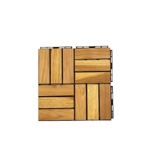 1 ft. x 1 ft. 12-Slats Teak Wood Deck Tiles in Natural (30 Per Box)