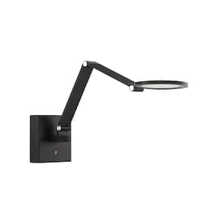 ROUNDO 4.75 in. 1 Light Black LED Wall Sconce with White Metal, Acrylic Shade