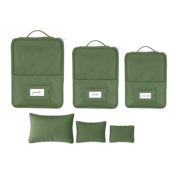 6 Piece Deluxe Packing Cube Set in Dill Green