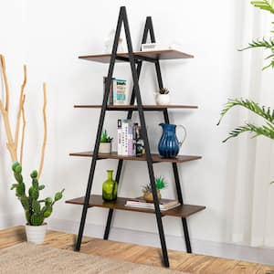 64.57 in. H Multi-Colored 4-Tier Metal Wooden Bookcases and Ladder Shelves