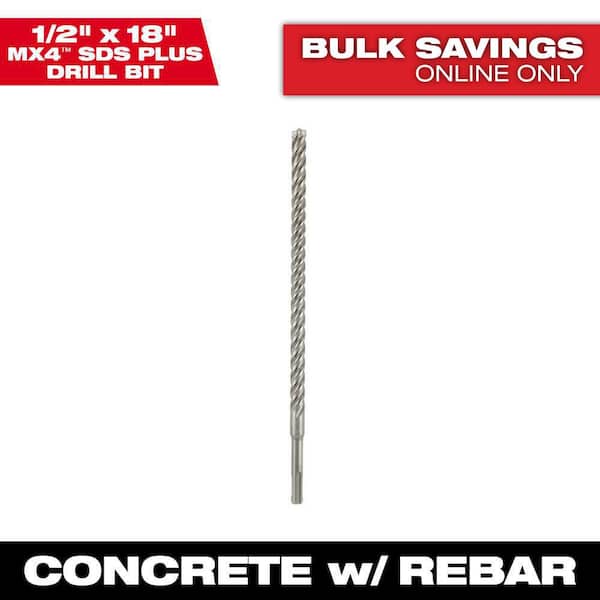 Milwaukee 1/2 in. x 18 in. 4-Cutter SDS-PLUS Carbide Drill Bit