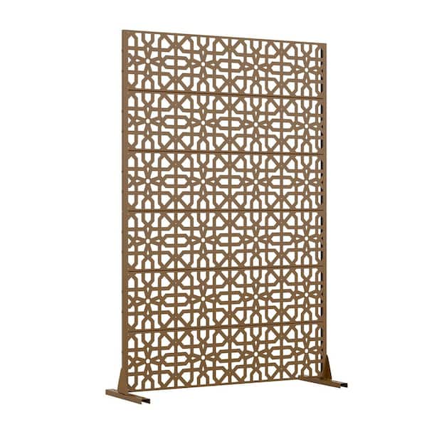6-Piece 47.24 in. W x 72.05 in. H Rectangle Red Weathering Steel Privacy Screen Outdoor Decorative Art Panel