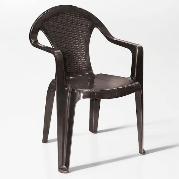 Inval Stackable Plastic Patio Dining Chairs in Espresso Color (4-Pack)