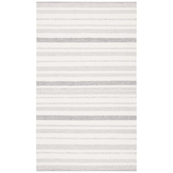 SAFAVIEH Striped Kilim Ivory Grey 5 ft. x 8 ft. Striped Area Rug