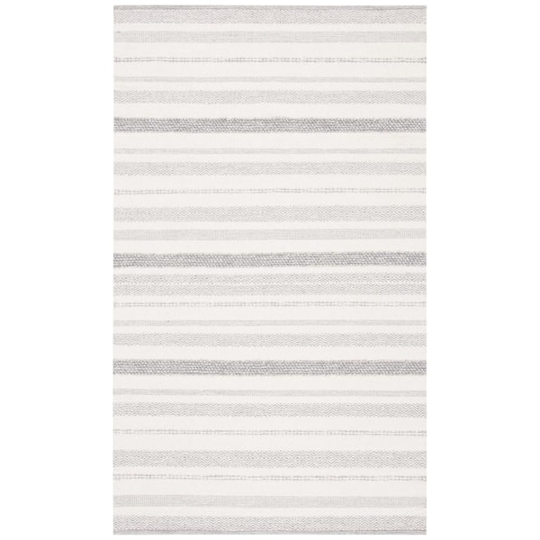 SAFAVIEH Striped Kilim Ivory Grey 9 ft. x 12 ft. Striped Area Rug