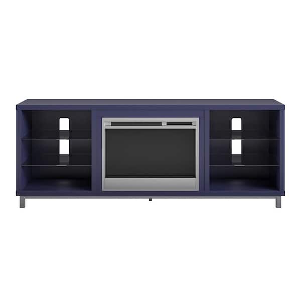 Ameriwood Home Cleavland Deluxe 64.75 in. Freestanding Electric Fireplace TV Stand for TVs up to 70 in. in Light Walnut
