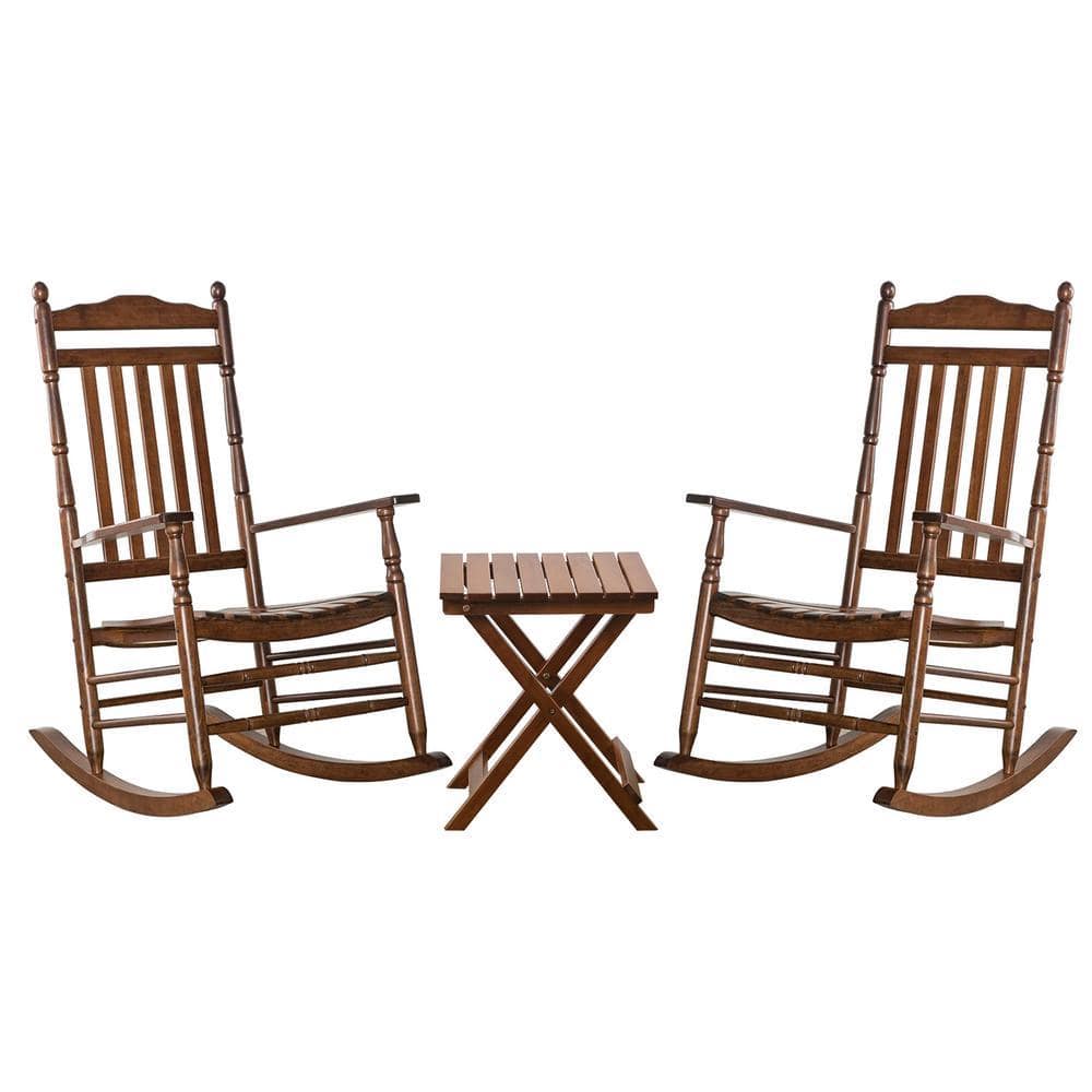 Rocking Inside Table BplusZ Brown Wood Outdoor Rocking Chair, Traditional Porch Patio Rocker ...