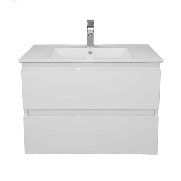 VOLPA USA AMERICAN CRAFTED VANITIES Salt 30 in. W x 18 in. D Bath Vanity in White with Ceramic Vanity Top in White with White Basin