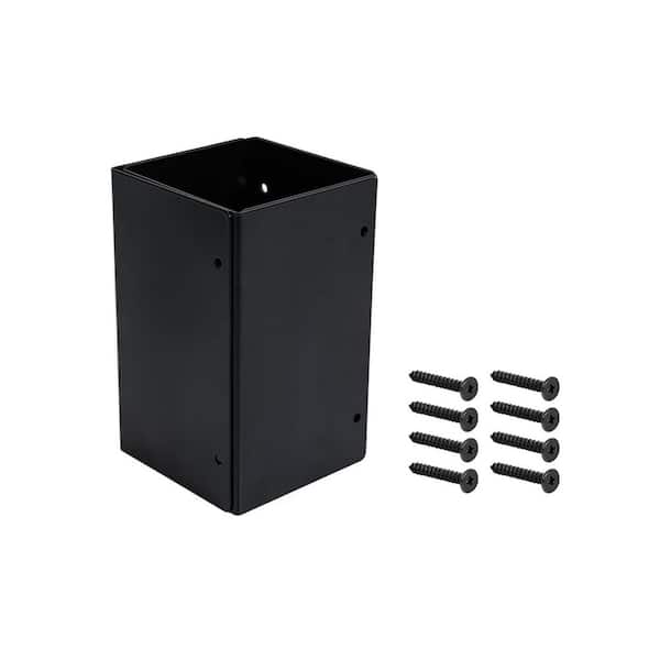 Adjustable Fence Post Protector Black Carbon Steel 3.5 to 6 Range Protects Mailboxes Deck Fence from Rain Damage
