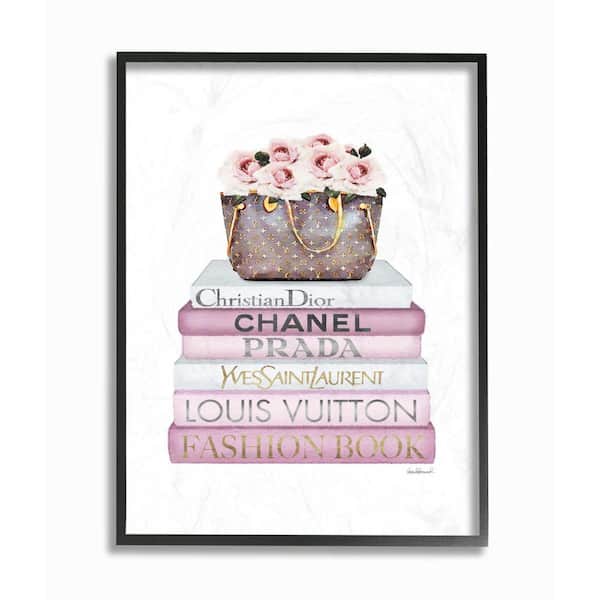 Stupell Industries 16 in. x20 in. "Fashion Designer Flower Purse Bookstack Pink White Watercolor "by Amanda GreenwoodFramed Wall Art