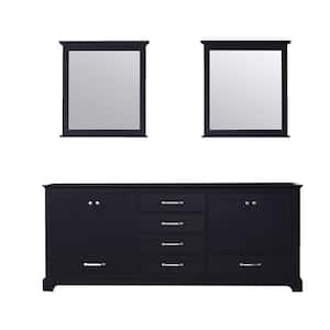 Dukes 80 in. W x 22 in. D Espresso Double Bath Vanity without Top and 30 in. Mirrors