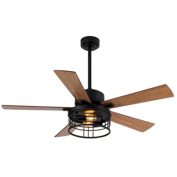 Breezary Darren 52 in. Indoor Black Standard Ceiling Fan with Light Kit ...