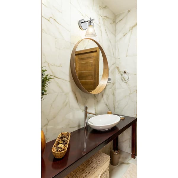 Belle 1 Light Chrome Wall Sconce with Clear Glass Shade