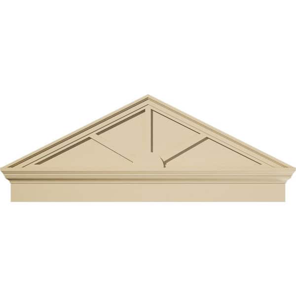 Ekena Millwork 48-in. W x 18-7/8-in. H x 2-3/4-in. P (Pitch 6/12) Peaked Cap 3 Spoke Signature Urethane Combination Pediment Primed Tan