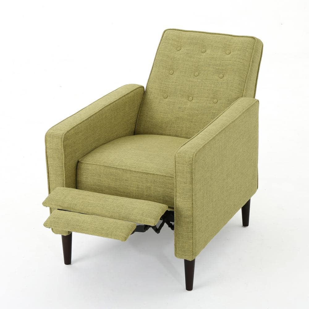 Handcrafted Beige Microfiber Wood Recliner with Tufted Back