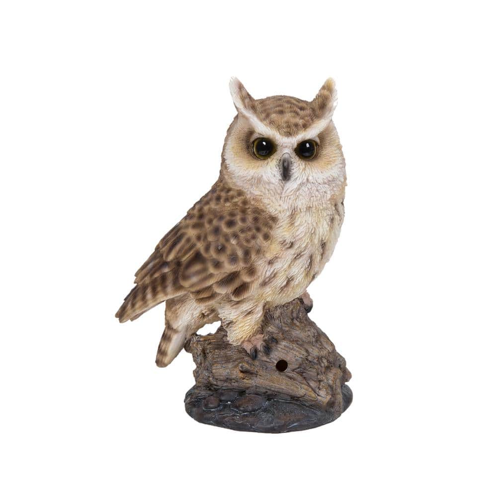 Motion Activated Singing Brown Polyresin Owlet Garden Statue