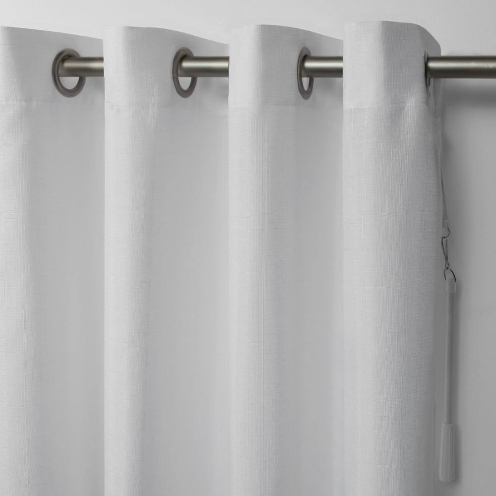 Winter White Light-Filtering Linen Look Grommet Curtain Panel