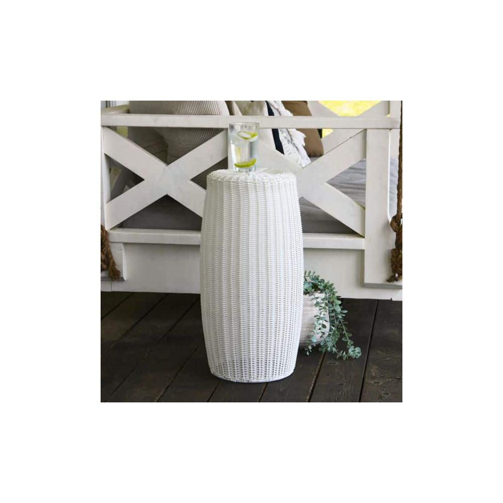White Cylindrical Woven Iron Storage Bin