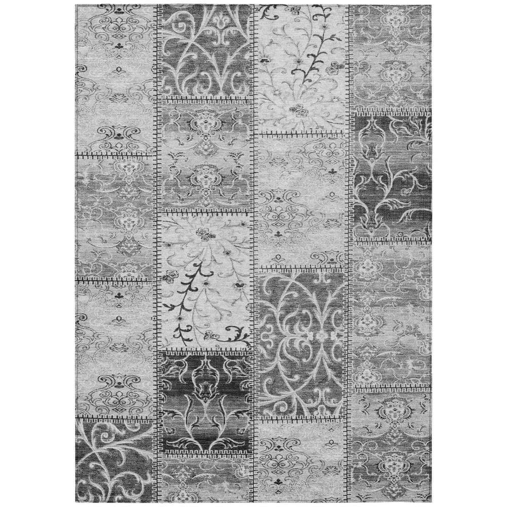 Gray 5 ft. x 8 ft. Woven Plaid Rectangle Indoor/Outdoor Area Rug price history on PriceWatchPro
