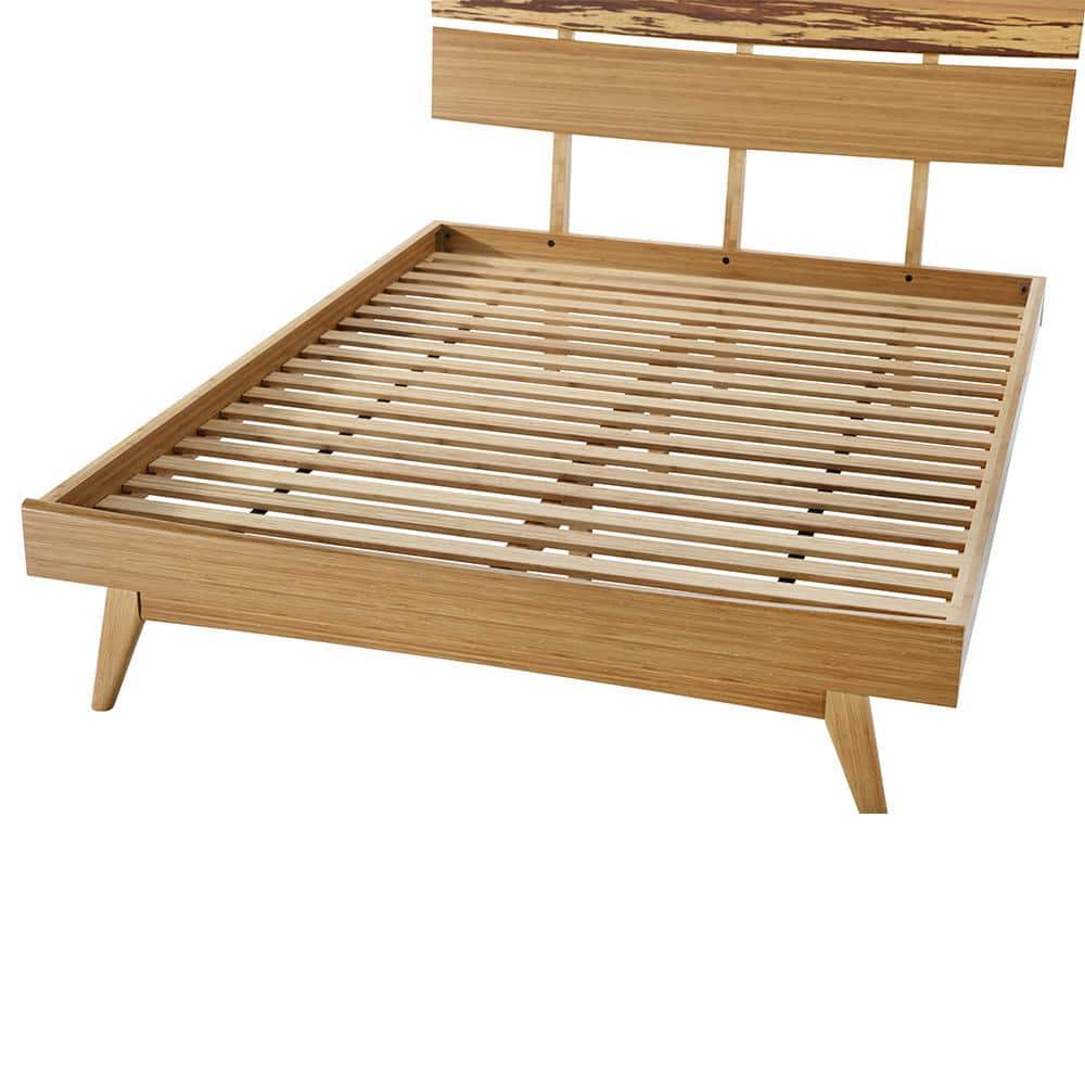 Sarah Carmelized Queen Solid Bamboo Platform Bed with Sweeping Headboard
