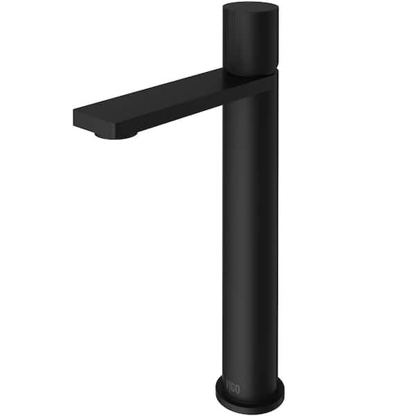 VIGO Gotham Single Handle Single-Hole Bathroom Vessel Faucet in Matte Black