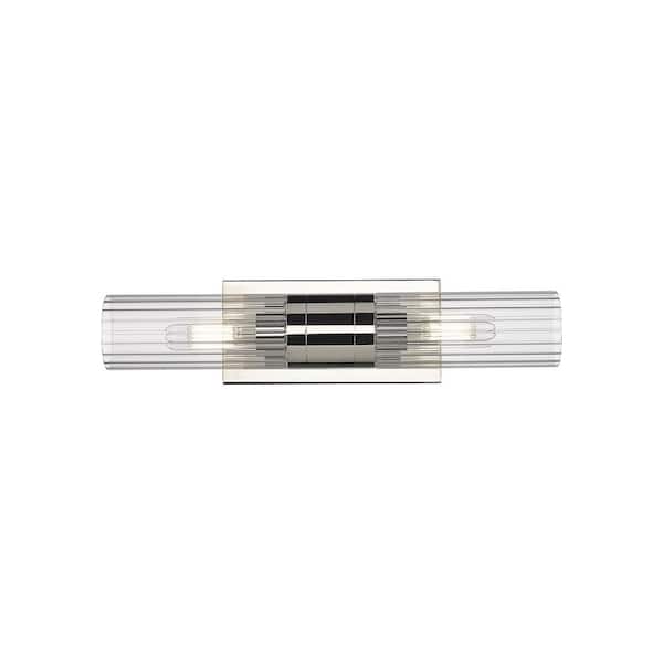 Innovations Empire 18.5 in. 2-Light Polished Nickel Vanity Light with Glass Shade