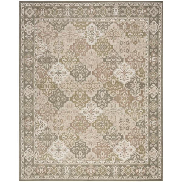 Nourison Grafix Green 6 ft. x 9 ft. Center medallion Traditional Area Rug