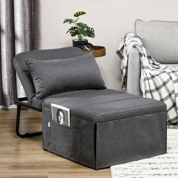 HOMCOM Charcoal Gray Full Daybed with Ottoman